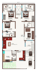 40x80 East Facing House Plan